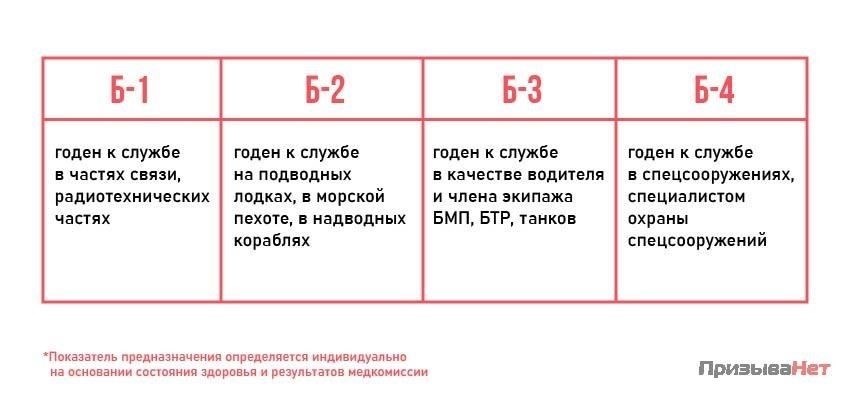 Значение категорий ограниченной годности «B» и «G» в военных билетах